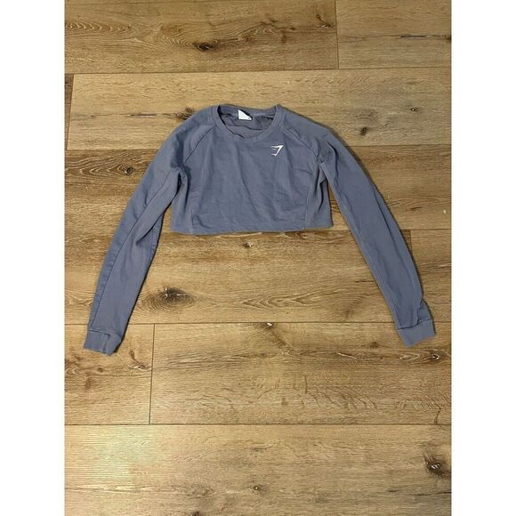 Gymshark Womens Light Purple Cropped Long Sleeve Athletic Shirt Size Small - Picture 1 of 3